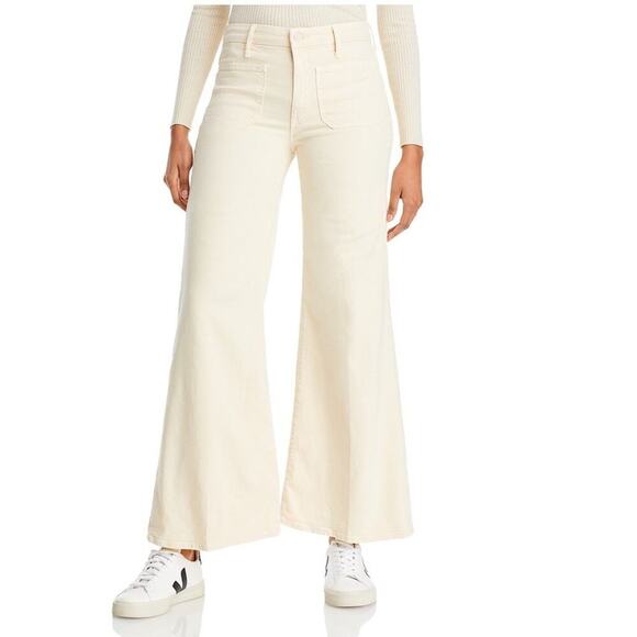 Mother Patch Pocket Roller Skimp Chalk Ivory Soft Wide Leg High Waist Jeans 30 - Picture 1 of 15